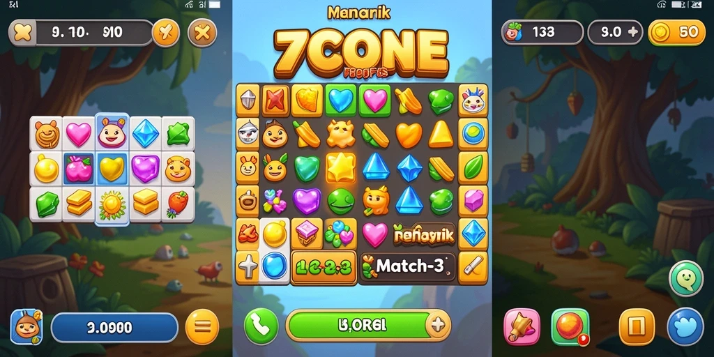 Tampilan gameplay menegangkan dalam 7CONE dengan kombinasi warna-warni.