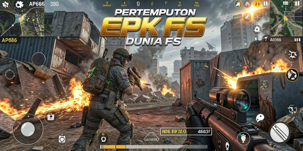 Tampilan seru dari gameplay AP686 dengan aksi tembak-tembakan.