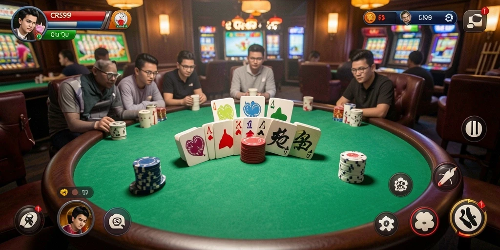 Tangkapan layar utama CRS99 menampilkan gameplay QiuQiu yang seru.