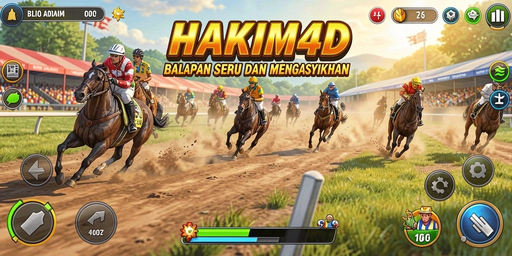 Tampilan gameplay HAKIM4D dengan balapan seru di trek menarik.