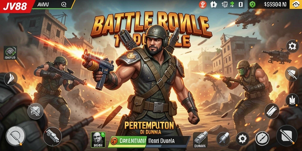 Tampilan menarik dari gameplay JV88 dalam pertempuran Battle Royale.