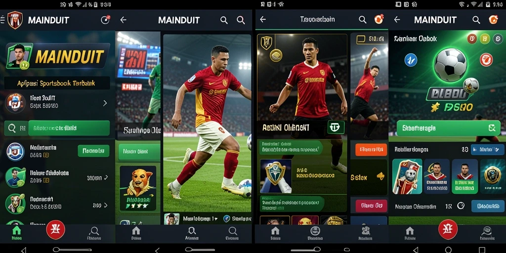 Tampilan aplikasi MAINDUIT dengan fitur taruhan olahraga yang menarik.