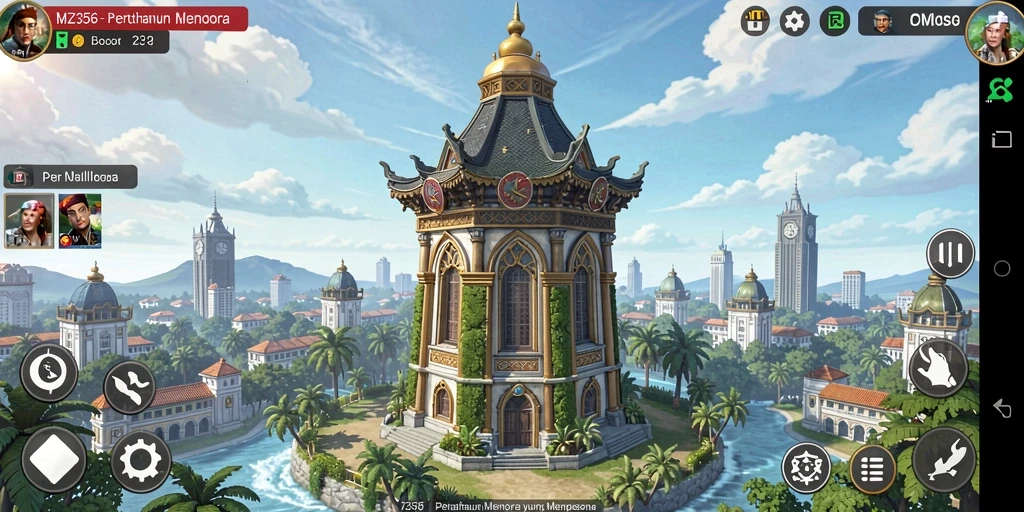 Tampilan menara dan strategi dalam game Tower Defense.