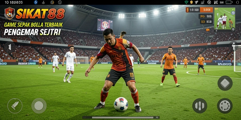 Tampilan gameplay SIKAT88 yang mendebarkan dengan aksi sepak bola.
