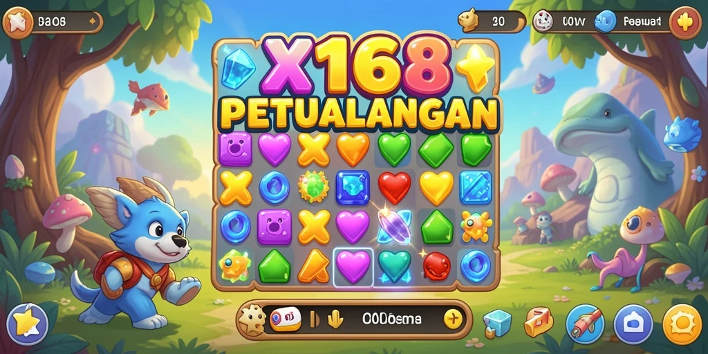 Tampilan penuh warna dari gameplay Match-3 yang mengasyikkan.